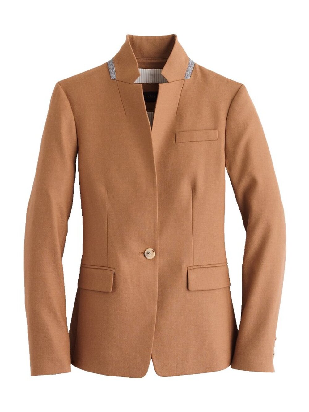 NWT J.Crew Regent Blazer in Warm Camel Wool Flannel Single Button Jacket 2P $248